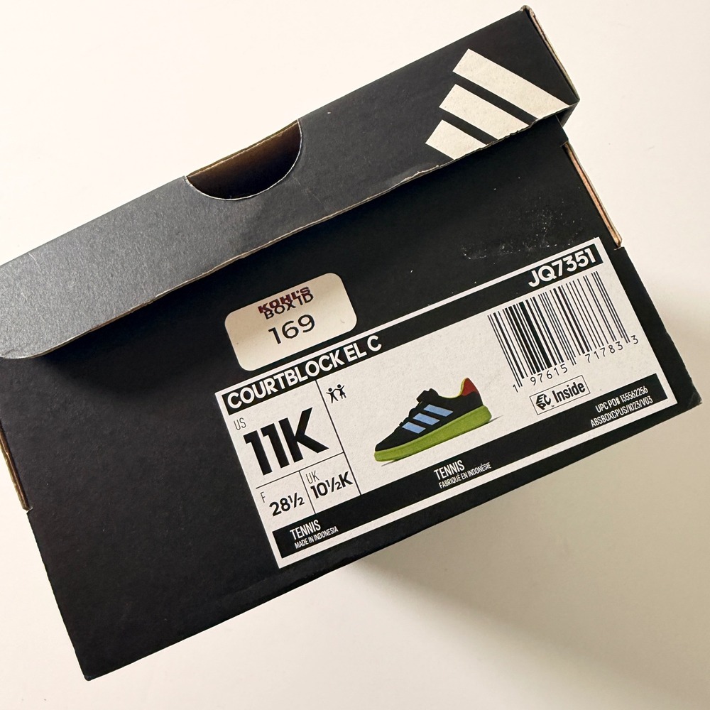 Adidas Courtblock EL C Kids Sneakers Black Solar Yellow Spark Size 11K - Picture 4 of 5